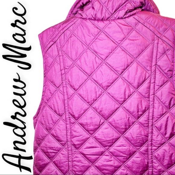 NWT ANDREW MARC Fuchsia Quilted Puffer Vest, Size Small - Picture 5 of 12